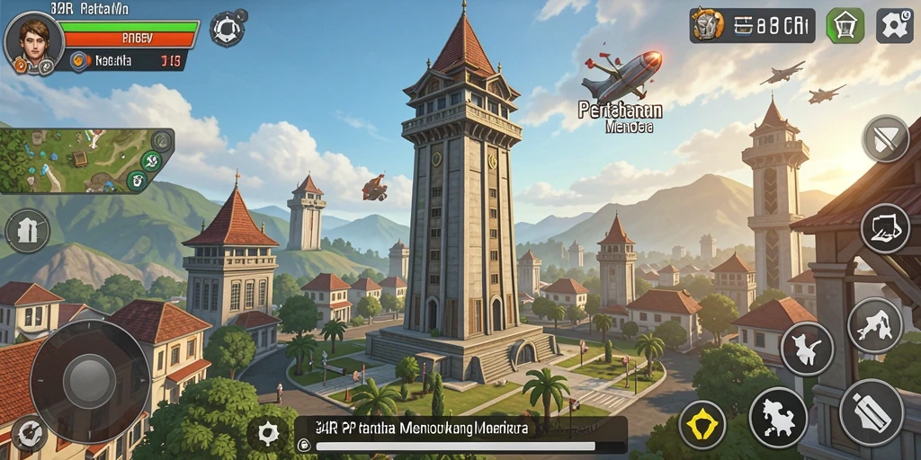 Screenshot menunjukkan aksi menegangkan dalam game Tower Defense 34R.