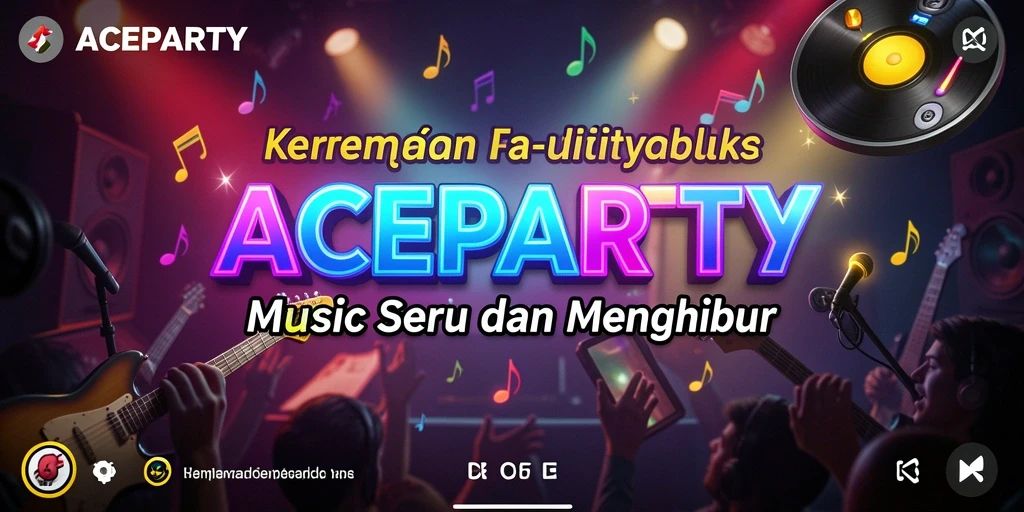 Screenshot gameplay ACEPARTY menampilkan aksi seru permainan musik.