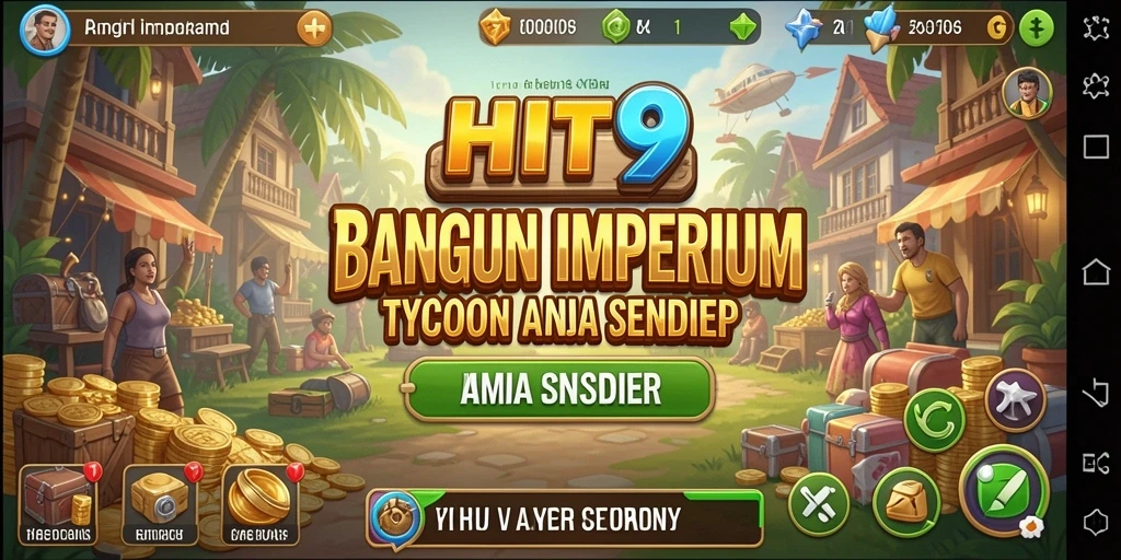 Screenshot utama HIT9 menampilkan gameplay pengelolaan bisnis yang seru.