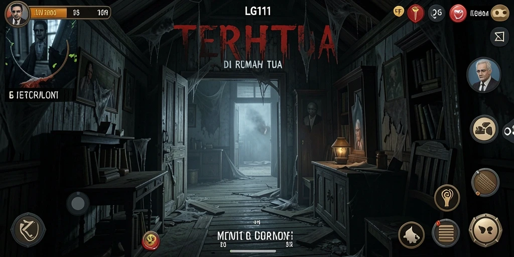 Screenshot gameplay LG111 yang menampilkan suasana Horror yang mencekam.