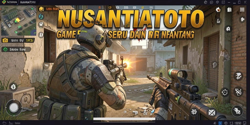 Tangkapan layar gameplay NUSANTARATOTO yang memperlihatkan aksi tembak-menembak yang intens.