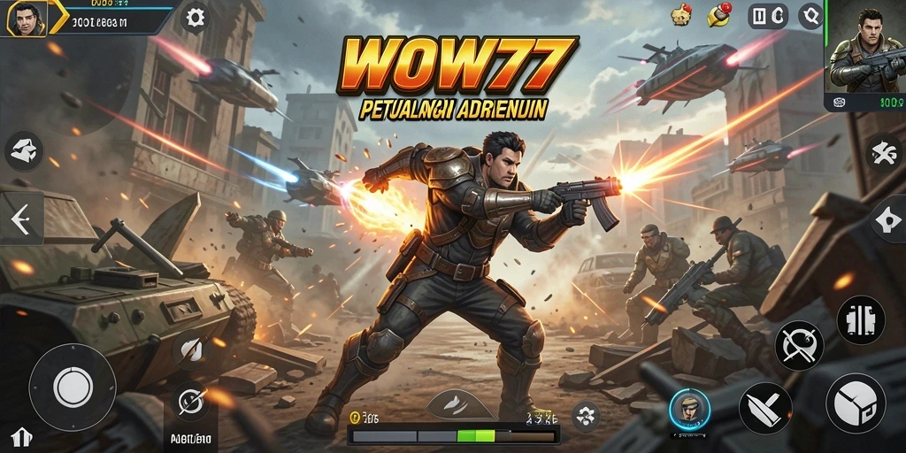 Screenshot WOW77 menampilkan pertarungan aksi yang mendebarkan di dalam permainan.